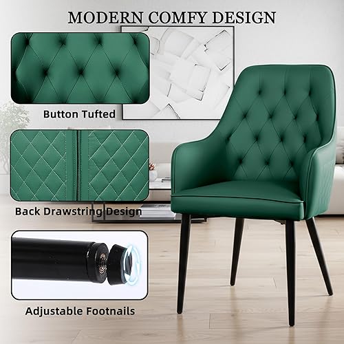 Miniatura 5 de Juego de 4 sillas de comedor modernas, tapizadas de piel sintética, sillas de comedor, sillas de cocina, silla con brazo copetudo con patas de metal