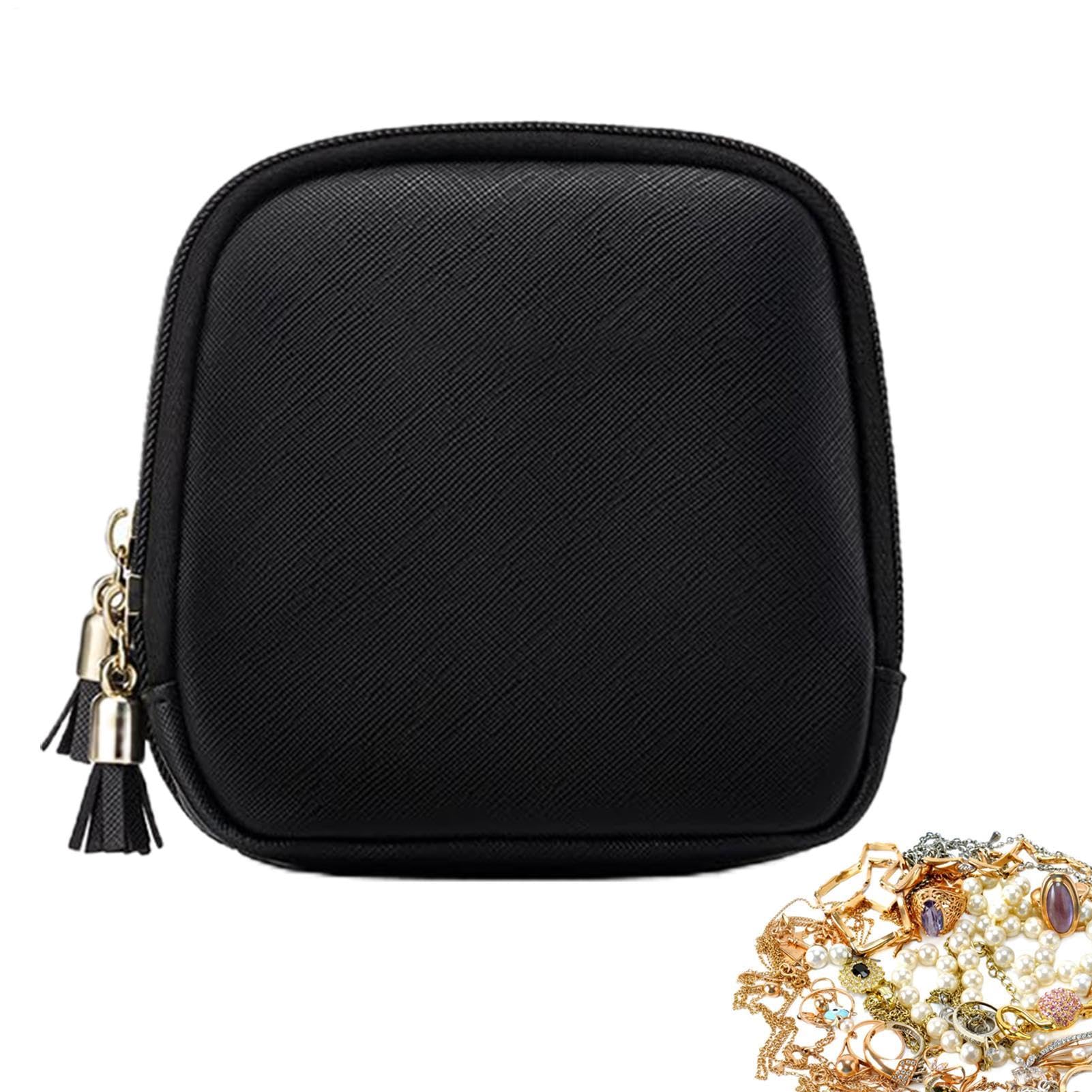 Estuche de viaje para joyas elegante con doble capa y cierre de seguridad