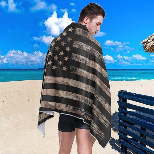 Miniatura 5 de Toalla de playa de camuflaje del desierto de la bandera americana, toallas de playa de secado rápido para niños, toalla de baño súper absorbente,