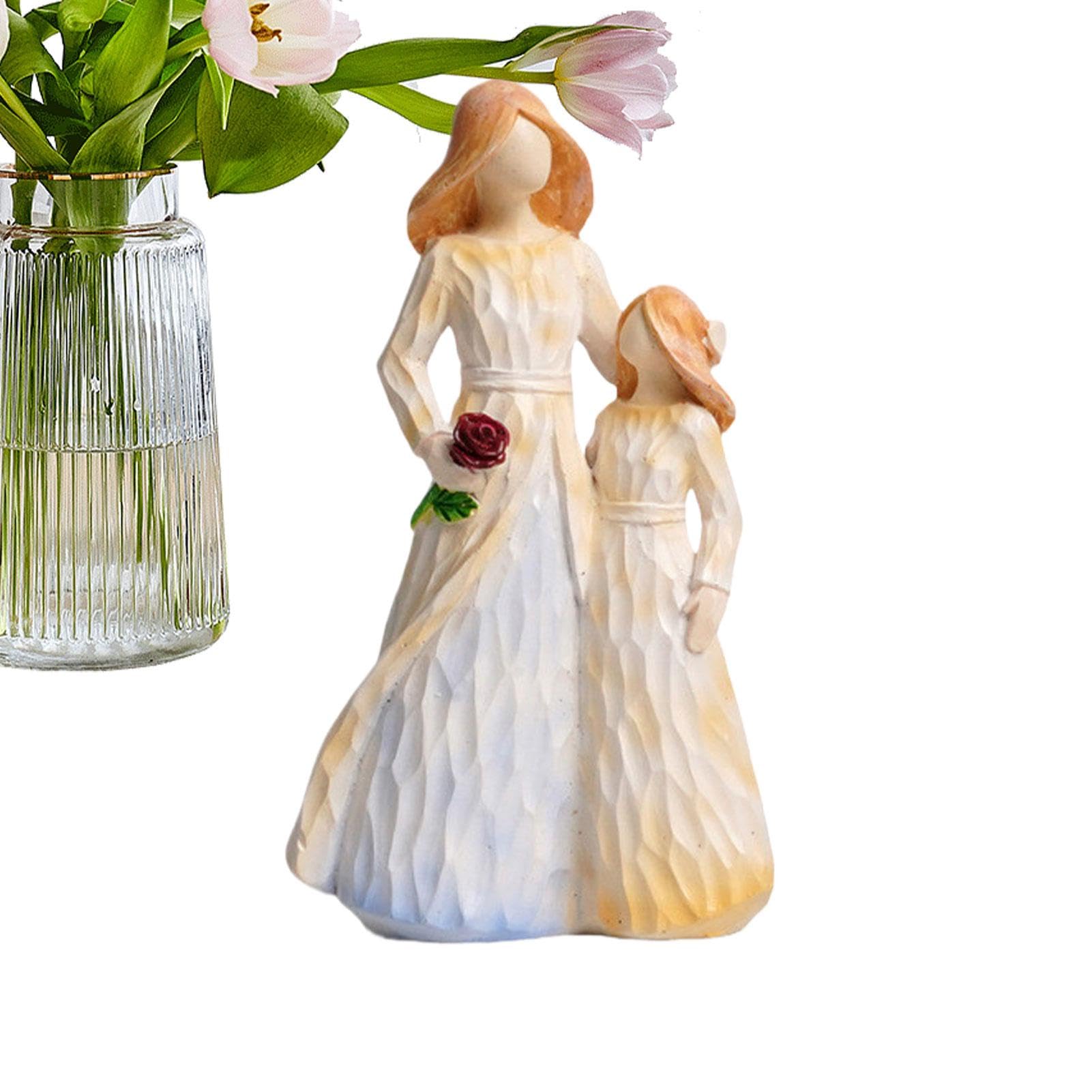 Escultura Familiar De 4,Familia De 4 Figuras,Familia de figuras de resina esculpidas y pintadas a mano | Decoración de escultura con tema familiar para padres e hijos, para esposa, marido, novia