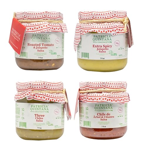 Patricia Quintana Auténtico paquete de muestras de salsa mexicana – Disfruta de tomate asado y salsa jalapeño, salsa jalapeño extra picante, salsa