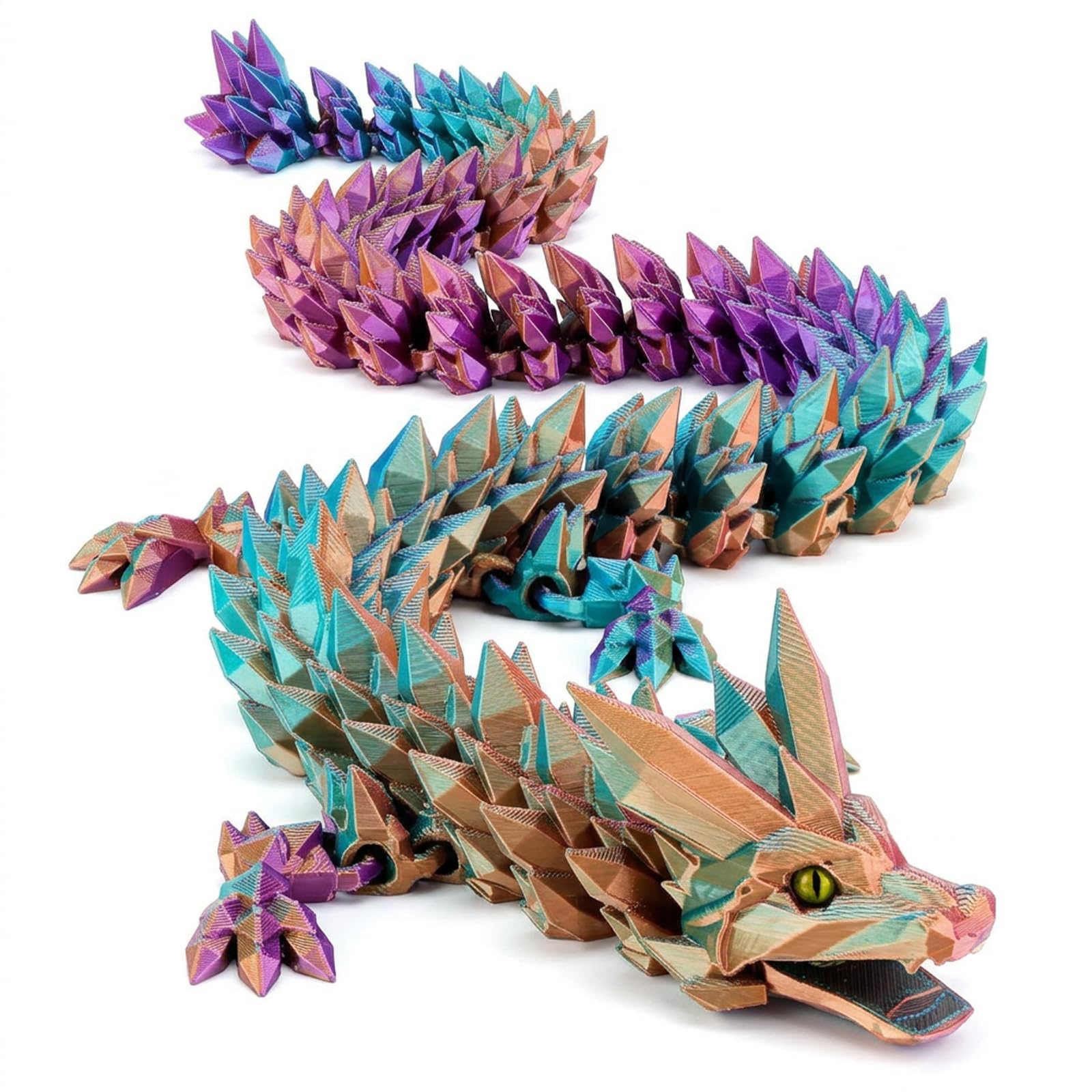 ZeBQrphio Large 3D Printed Dragon, 39 cm 3D Dragon, 3D Printed Crystal Dragon, Fantasy Memorabilia, Desk Display, Home Decor, Pose Photography, Collectible Item
