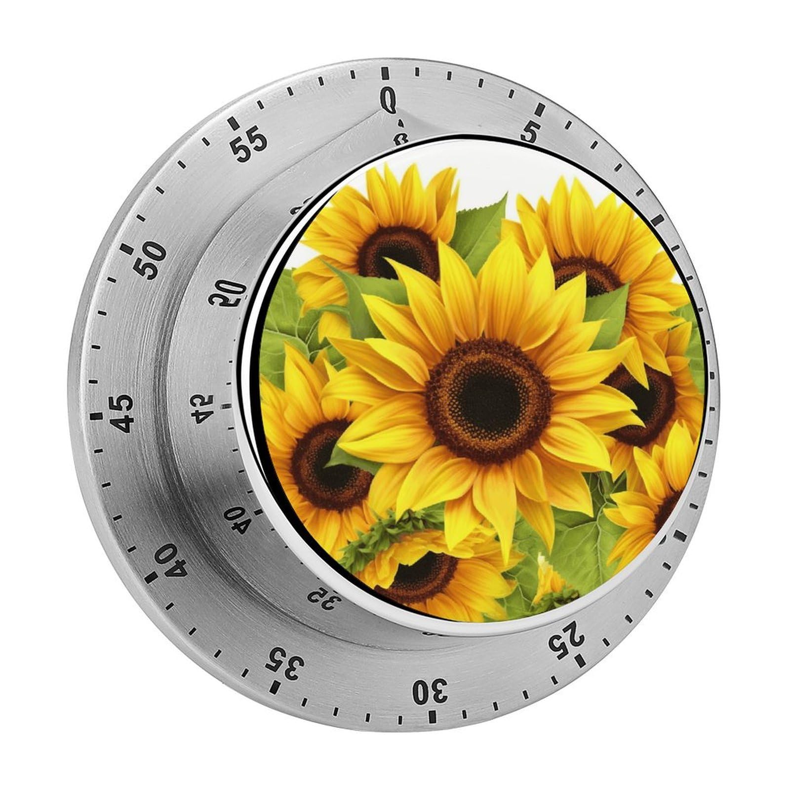 Sunflower Timers Kitchen Chef Cooking Timers Portable Countdown Alarm Loud Countdown Clock Waterproof Stainless Steel Timer Compact 60-Minute Mechanical Timer Daily Use