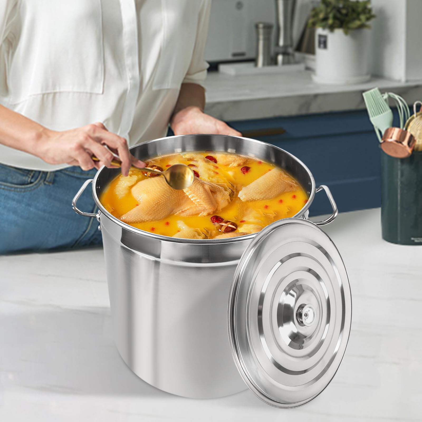 Pentola da 50 l, in acciaio inox, per fornelli a gas elettrici a induzione
