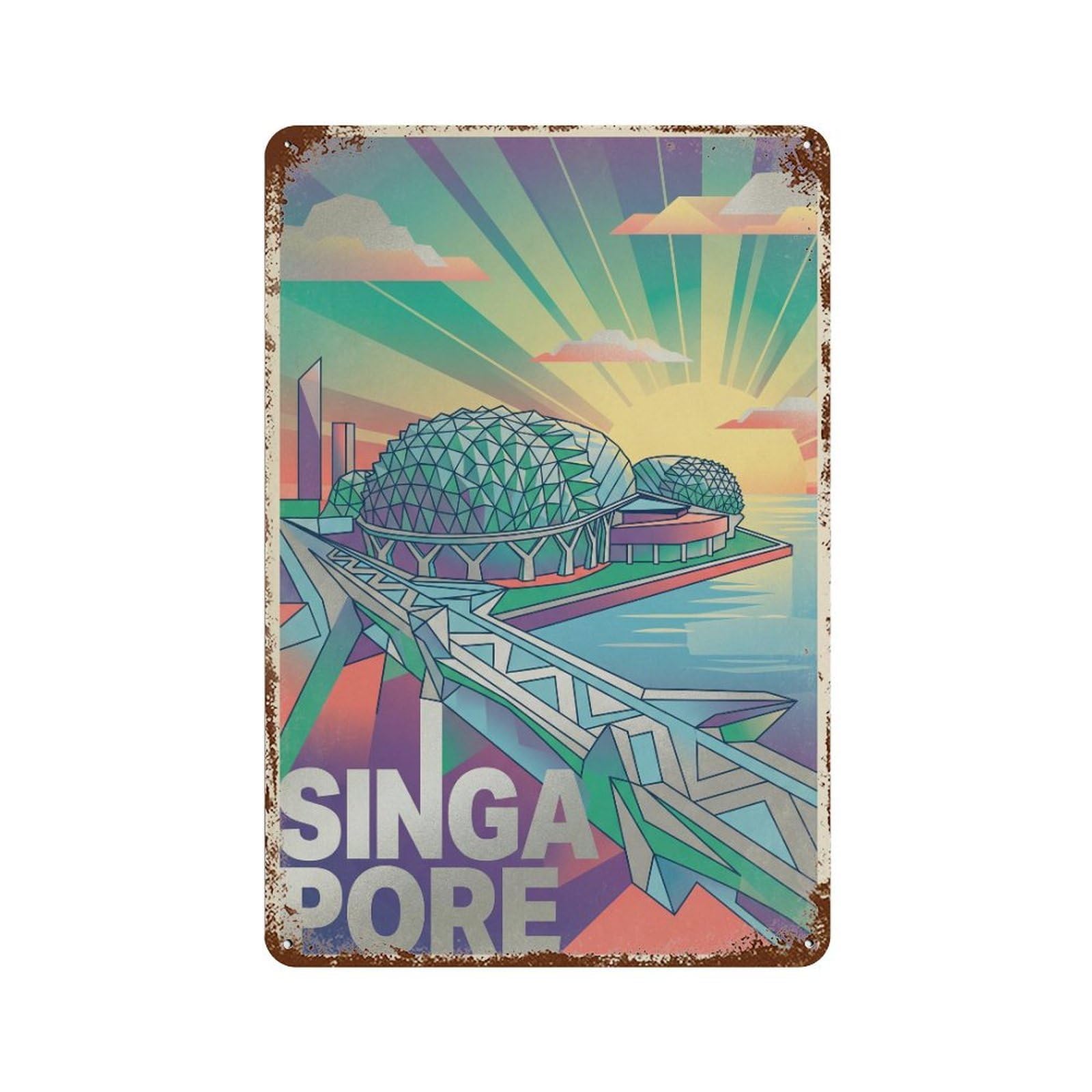 Metal Tin Sign Vintage Travel Singapore Esplanade