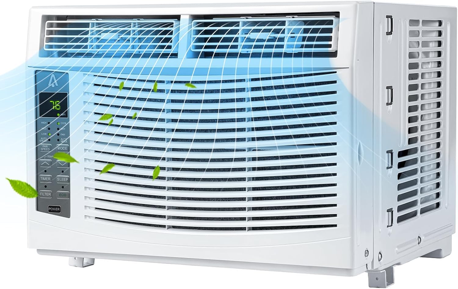 Smart Window Air Conditioner 6000 BTU, Cool Up to 250 Sq. Ft. with Remote WiFi Control, Energy Saving, Quiet, Dehumidification, Cooling, White for Office, Bedroom, Kitchen