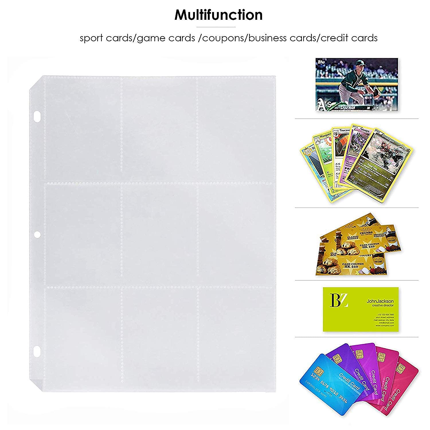 Amazon.com: Good Old Values Trading Card Protector Sheets 9 Pocket X 150  Plastic Pages Holds 1350 Cards -3 Ring Binder : Toys & Games