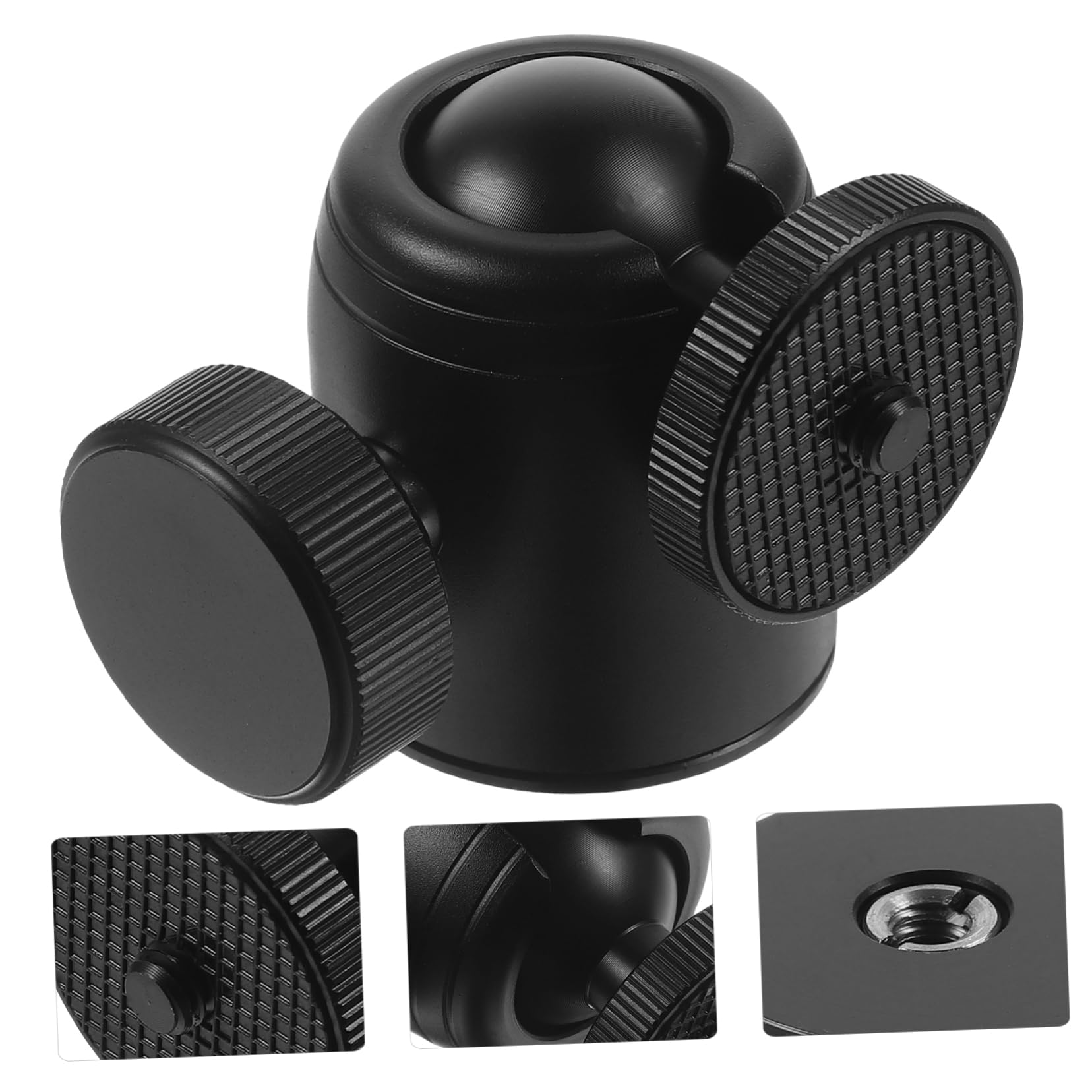 Mikikit Camera Gimbal Camera Head Mount Tripod Heads Camera Mount Adapter Rotatable Camera Adapter Light Stand Adapter Camera Tripod Bracket Tripod Ball Head Mount Black Aluminum Alloy