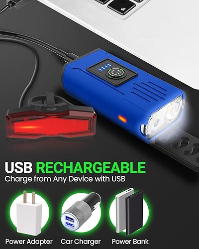 Miniatura 6 de Victoper Bike Light, High Lumens Super Bright Bicycle Lite, 6+4 Modes USB Rechargeable Bike Headlight & Taillight Set, Waterproof Safety Bike Front