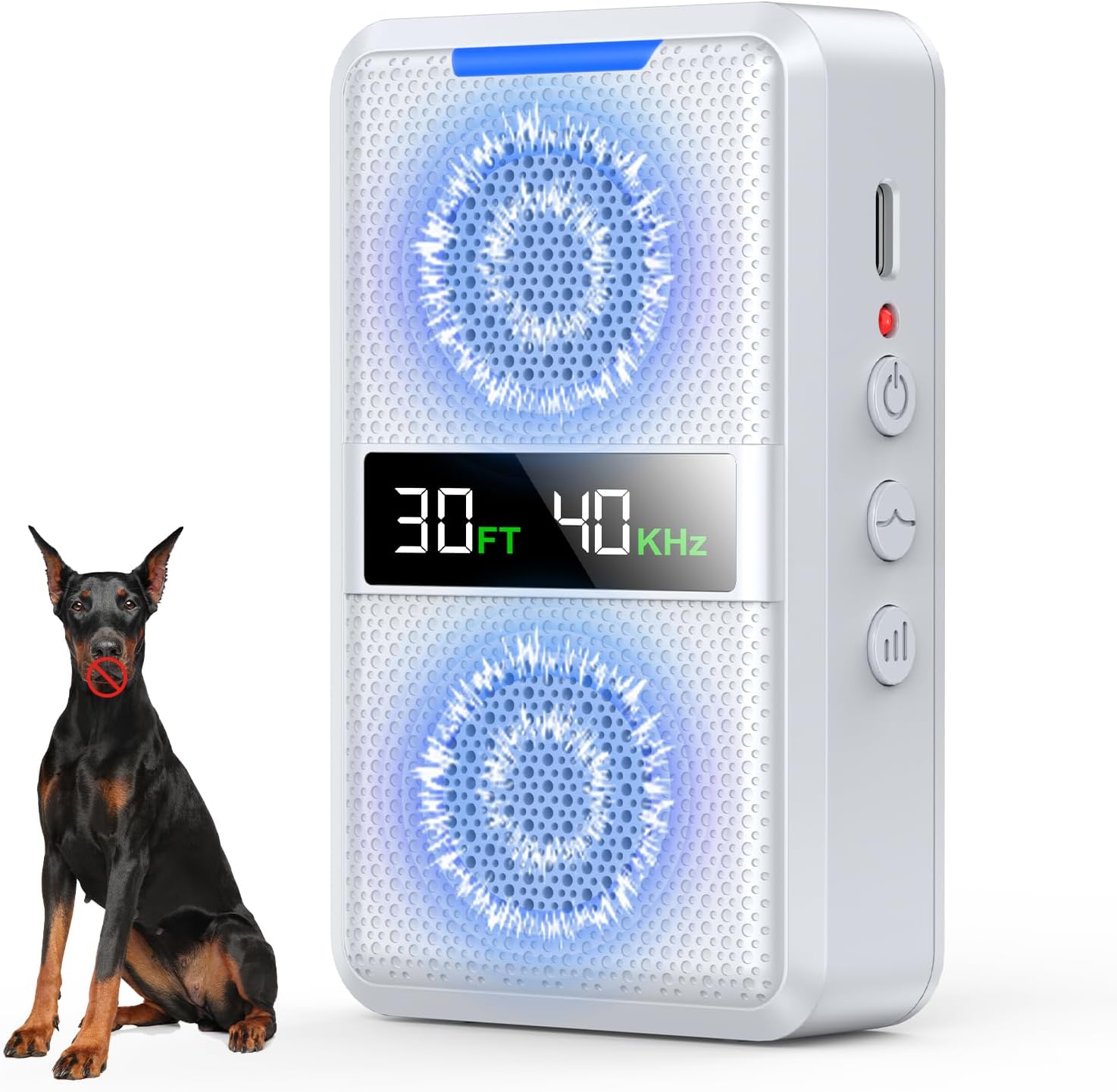 Ultrasonic Dog Bark Deterrent Devices, Type-C Rechargeable Anti Barking Device for Dogs, Adjustable Frequency & 30 FT Range Dog Barking Silencer,Behavior Corrector for Indoor & Outdoor Use - Amazon product rated Grade B