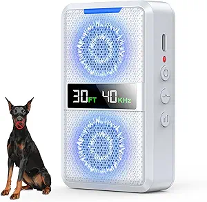 Ultrasonic Dog Bark Deterrent Devices, Type-C Rechargeable Anti Barking Device for Dogs, Adjustable Frequency & 30 FT Range Dog Barking Silencer,Behavior Corrector for Indoor & Outdoor Use