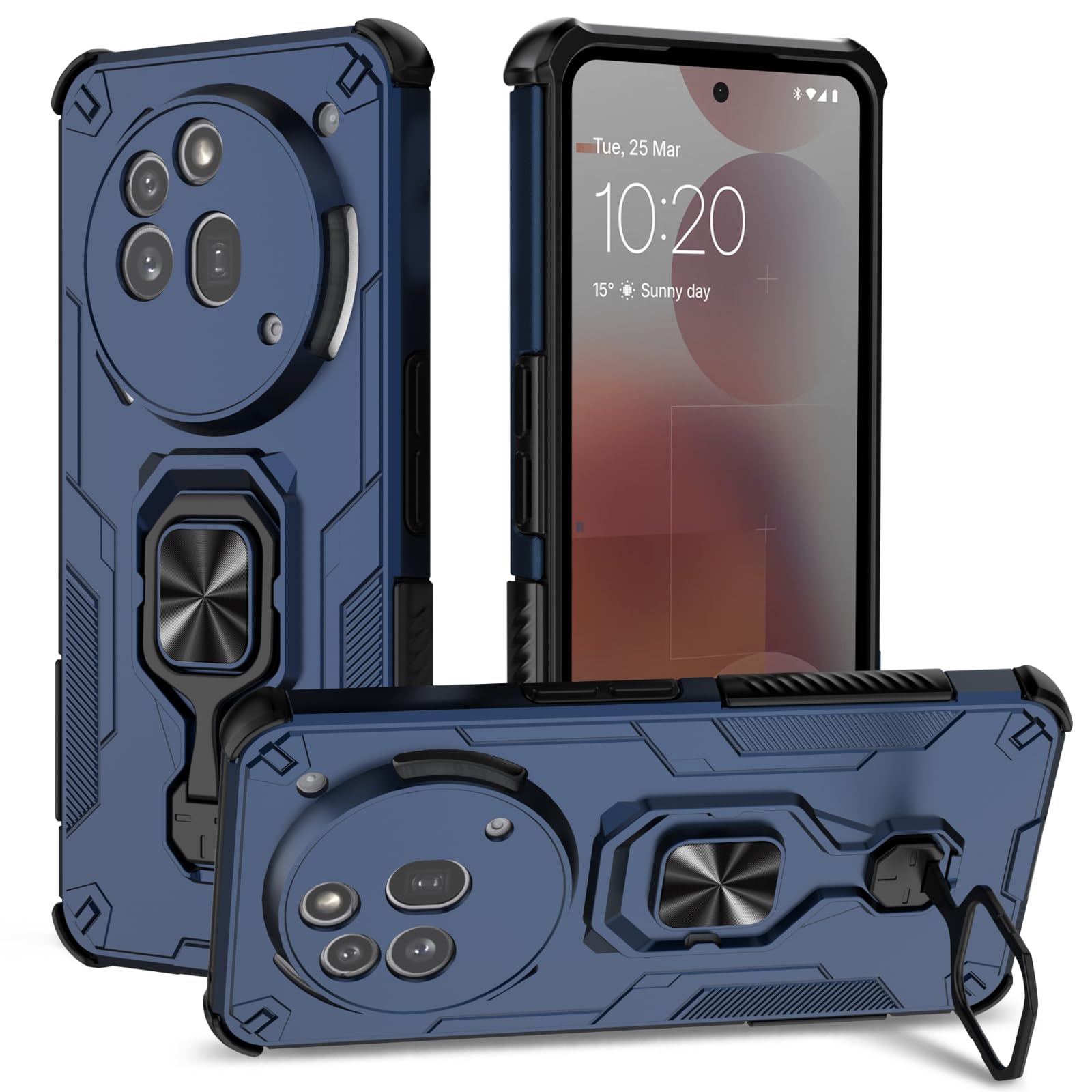 Funda para Samsung Galaxy A13 4G con Cristal Templado Protector Pantalla, Carcasa Antigolpes con Soporte anular metálico, Case Protectora de Grado Militar, Negro — view 146
