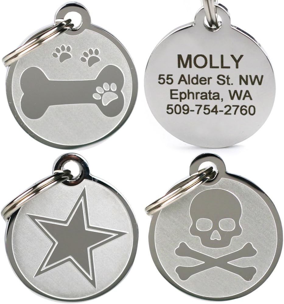 GoTags Pet ID - Playful, Custom Engraved Dog & Cat Pet Tags. Solid Stainless Steel, Personalized, and Fun.
