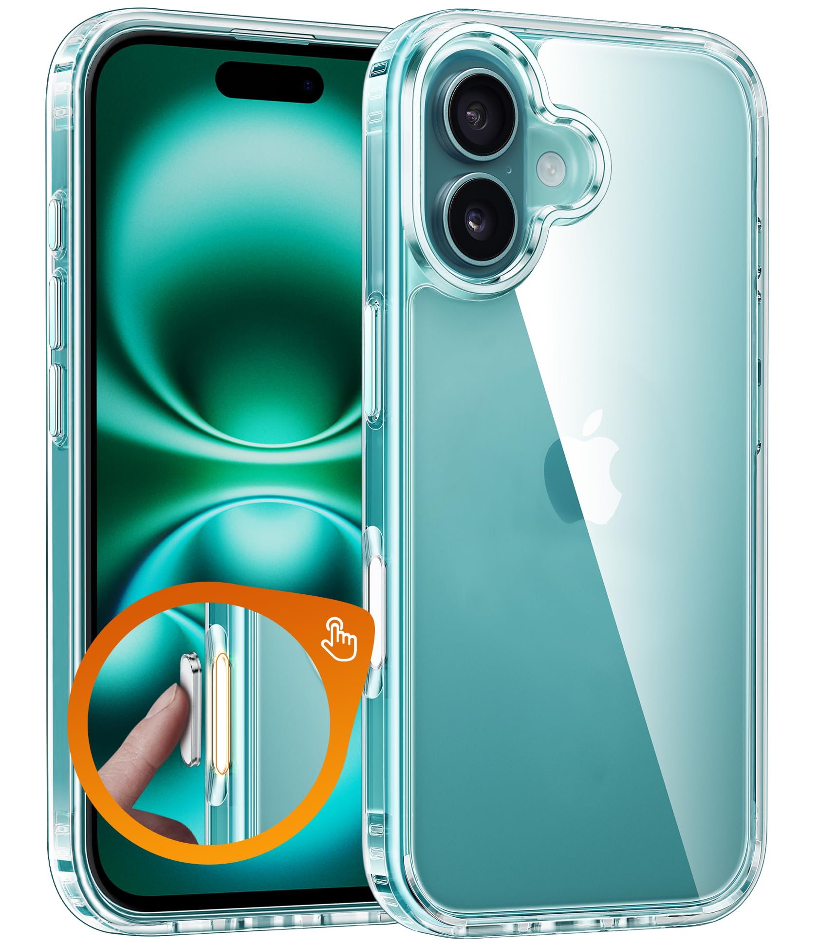 FNTCASE for iPhone 16 Plus Case Clear Phonecase with Screen Protector | Anti Yellowing, Military Grade Drop Protection, Slim Phone Cases, Shockproof Protective Bumper, Transparent Cell Cover