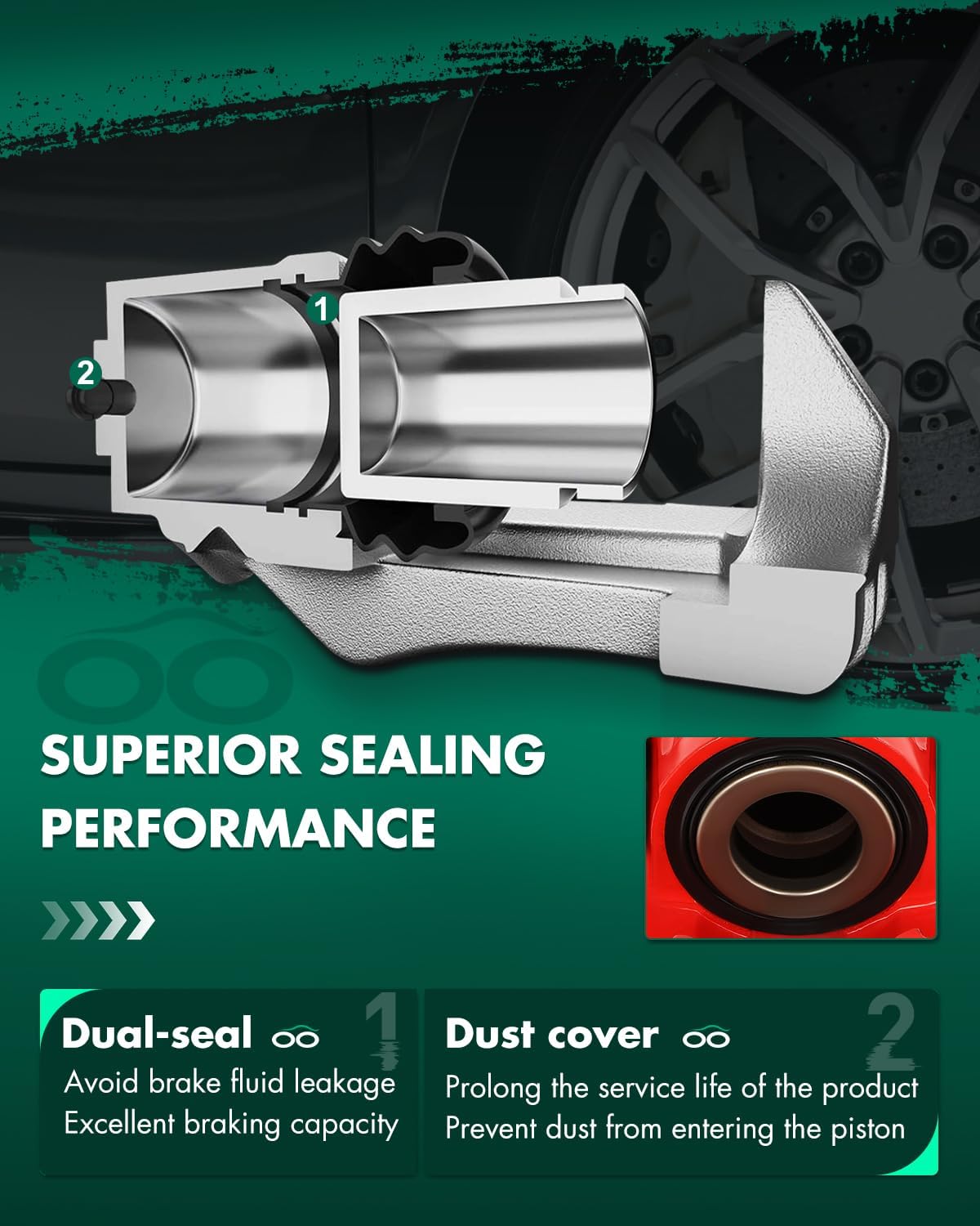 SCITOO 184858 184859 Disc Brake Calipers Assembly Red Fit For Ford For F-150 2004-2011,For Lincoln Mark LT 2006-2008