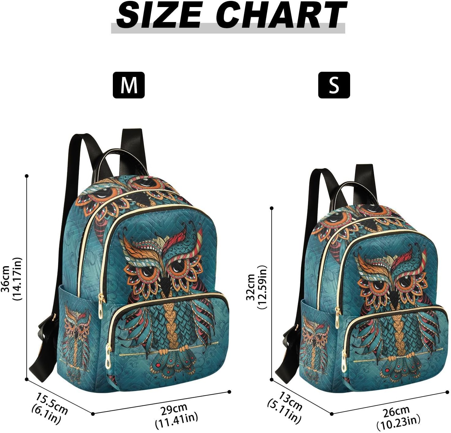 ALAZA Owl Print Boho Ethnic Small Backpack Purse for Women Travel Bag Fashion Daypack Back Pack Shoulder Bag - Image 4
