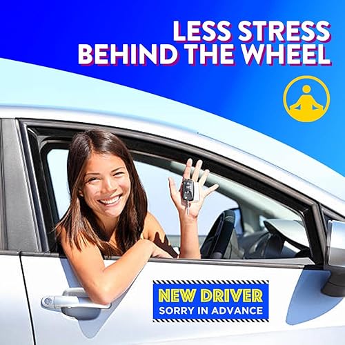 Miniatura 47 de Rio Salto Paquete de 4 divertidos imanes grandes para automóvil con texto en inglés "Please Be Patient", letrero magnético de seguridad para Novato