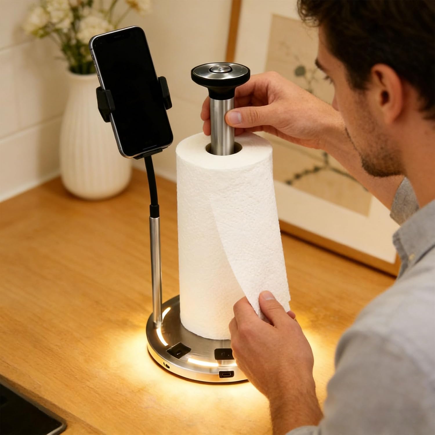 Premium Stainless Steel Paper Towel Holder for Kitchen and Bathroom with Anti Feature and Durability Stainless Steel Paper Towel Holder