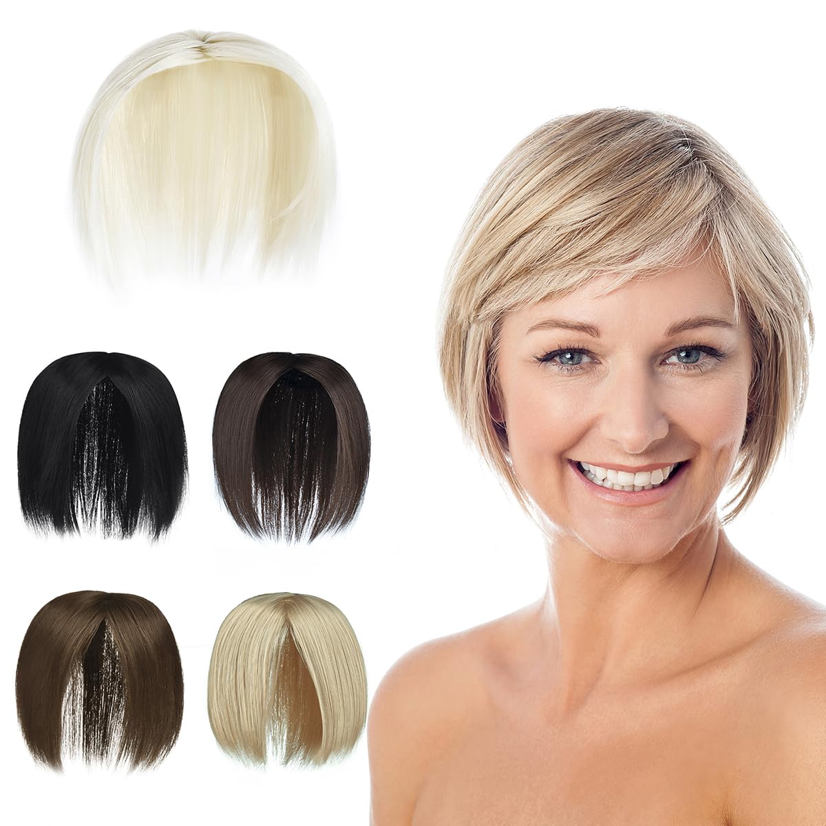 Yamel Hair Toppers for Women Clips in Hair Pieces Synthetic Straight Wiglets Hairpieces for Thinning Hair Bleach Blonde