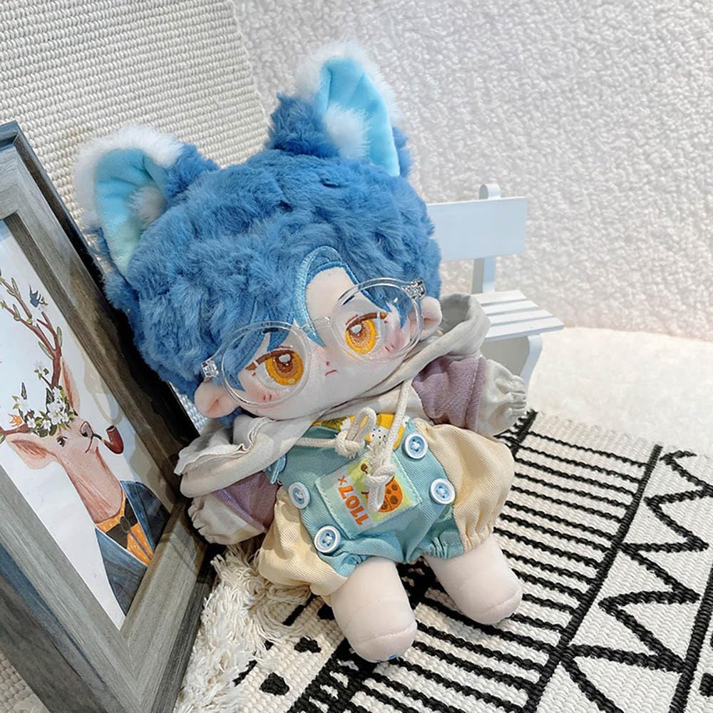 niannyyhouse 20cm Plush Doll Rabbit Ears Boy Tail 8in Humanoid Stuffed Body no Attribute Wearable Clothing Dress Up Gifts (4-with Skeleton)