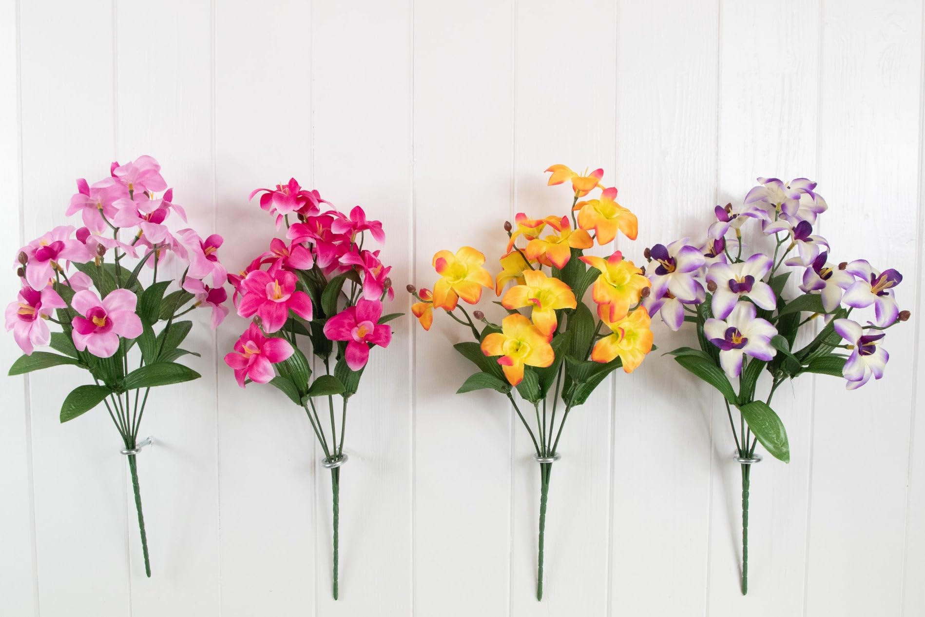 Direct Florist Supplies Hot Pink - 40Cm Dover Orchid Bunch - Assorted Colours - Decor Decorative Artificial Flower Celebration Wedding (Hot Pink)