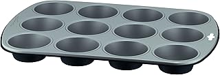 Tasty 12 Muffins in Steel Non-Stick for Oven, Black, 38 x 27 cm