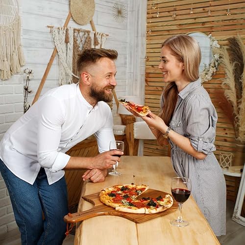 Miniatura 8 de KitchenStar - Pala de madera para pizza de 16 pulgadas, espátula de paleta de madera de acacia prémium para horno, grande, tabla de servir procesada