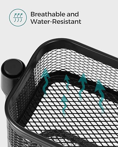 Miniatura 6 de SONGMICS Carrito de almacenamiento delgado, carrito de metal de 4 niveles con ruedas, cestas flexibles, carrito estrecho para cocina, baño,