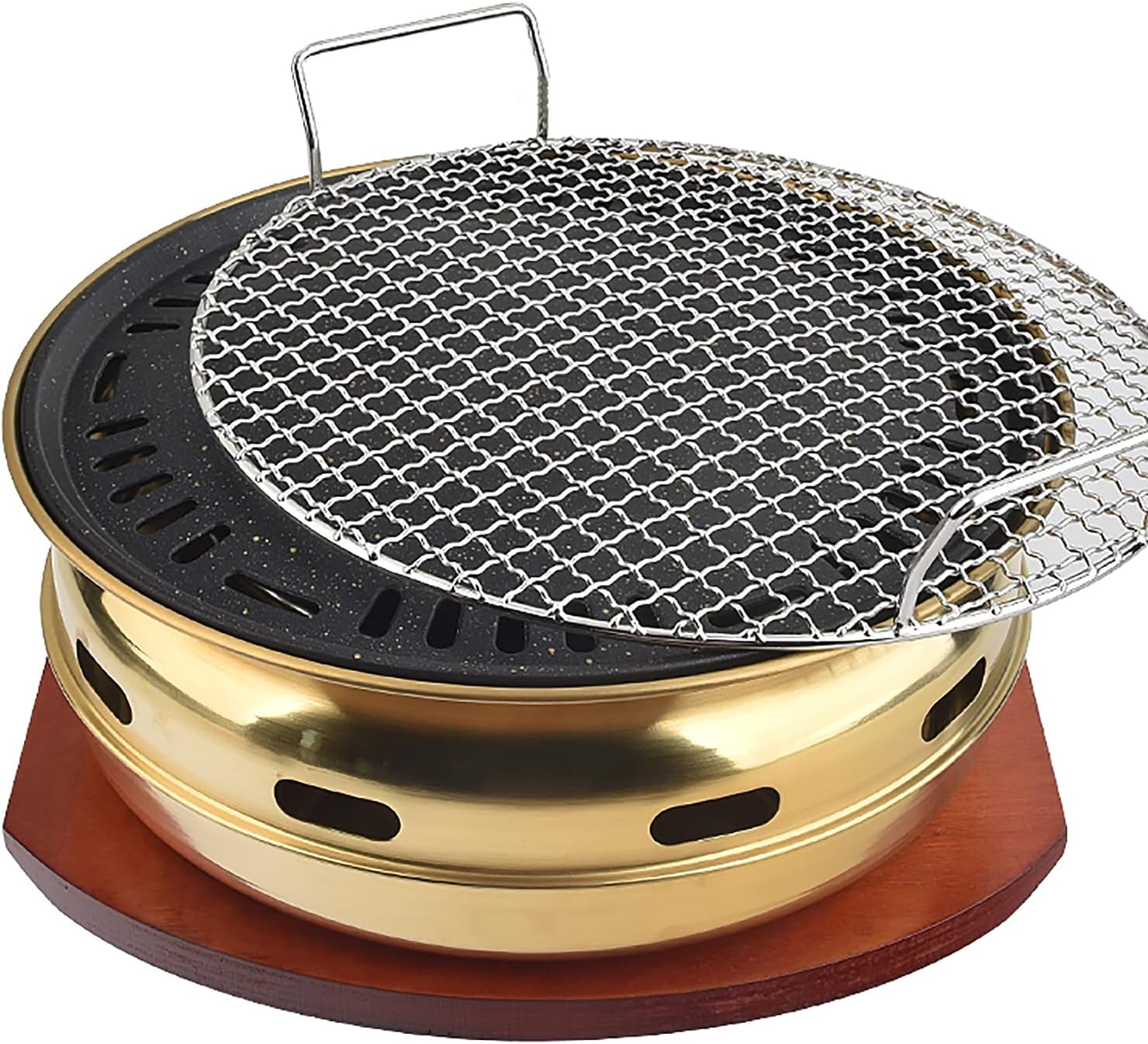 Portable BBQ Grill, Stainless Steel Korean BBQ Charcoal Grill Indoor Outdoor For 6-10 People(E)