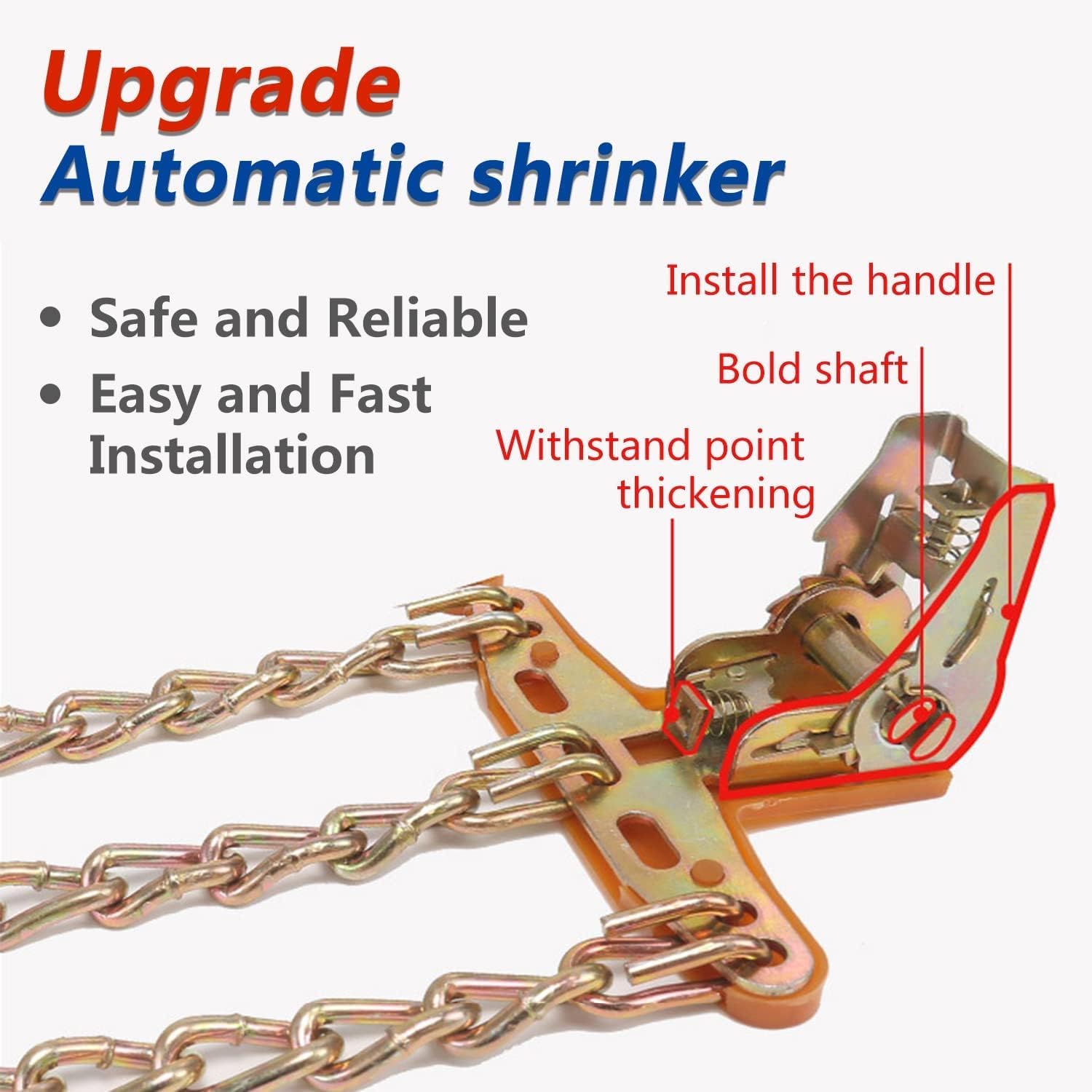 Snow Tire Chains, Universal Car Emergency Anti Slip Snow Chains, 6 Pack Winter Security Tire Chains, Tire Width 225-275mm(8.9-10.8 inch) for Most Cars/SUV/Trucks(Large)