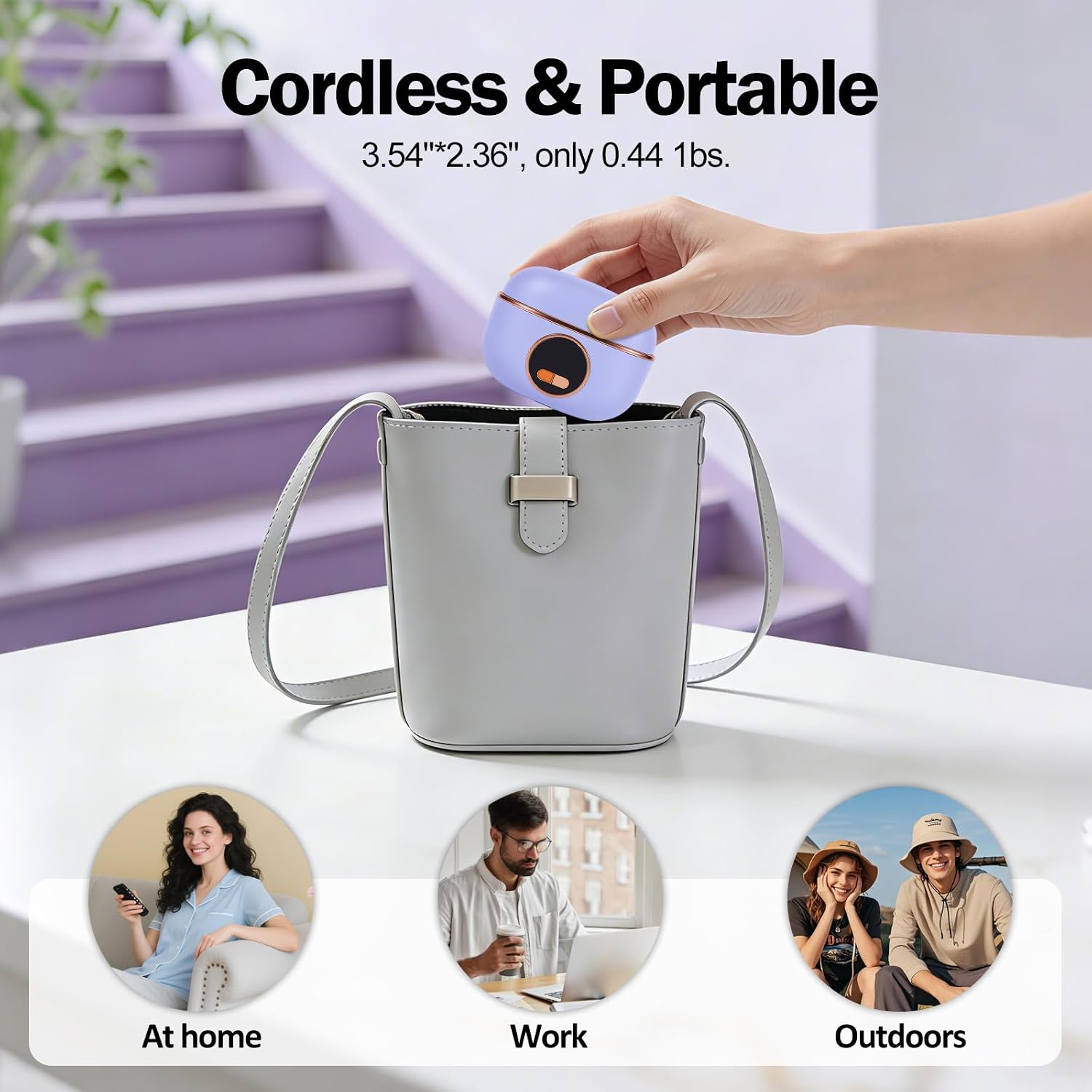 Electric Nail Clippers for Fingers and Toes, 3 in 1 Smart Nail Clipper Adjustable Speeds Rechargeable with Polishing LED Light for Seniors, Kids, Adults Purple