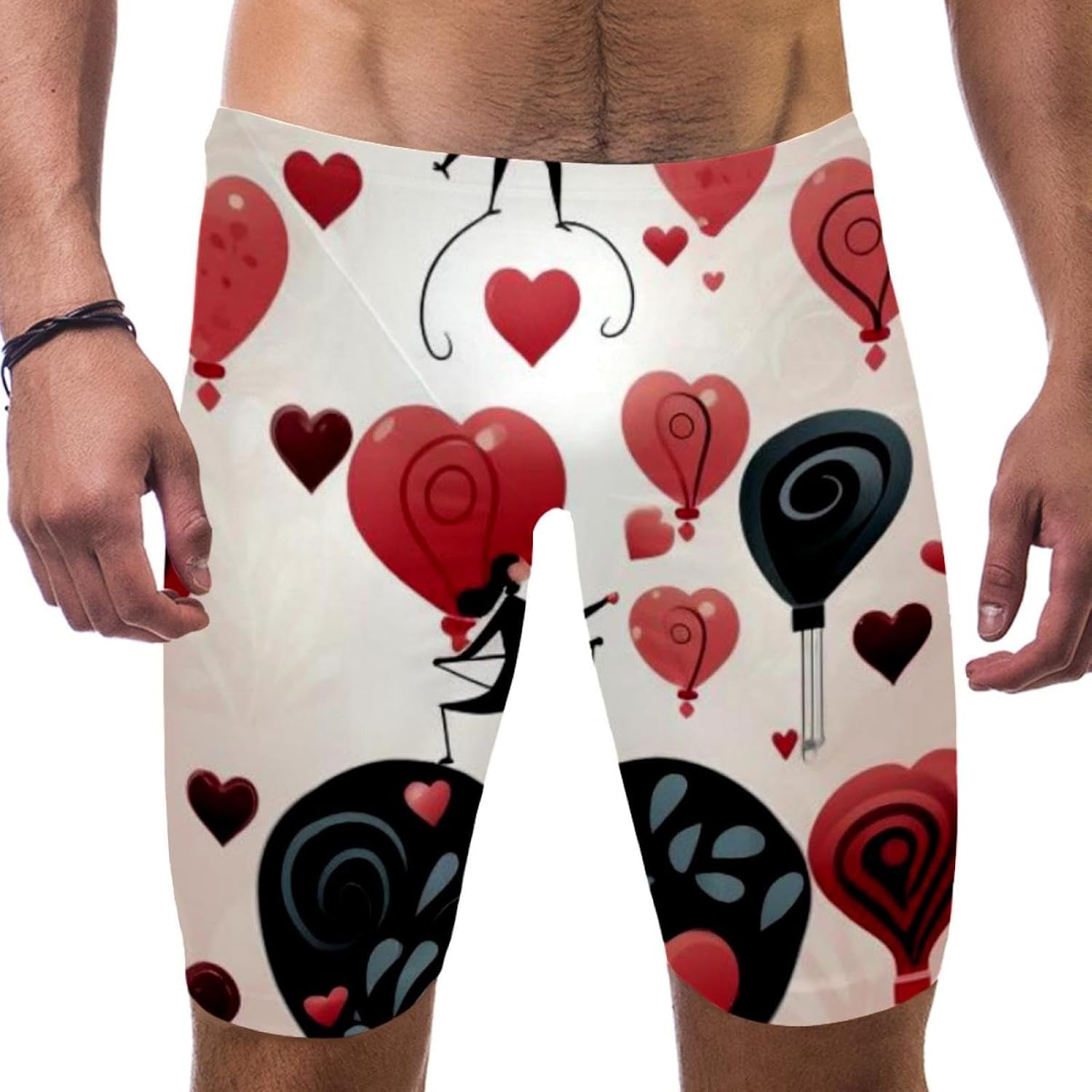 Valentine's Day Jammer Swimsuit Mens Swim Jammers Endurance Long Racing Training Swimsuit