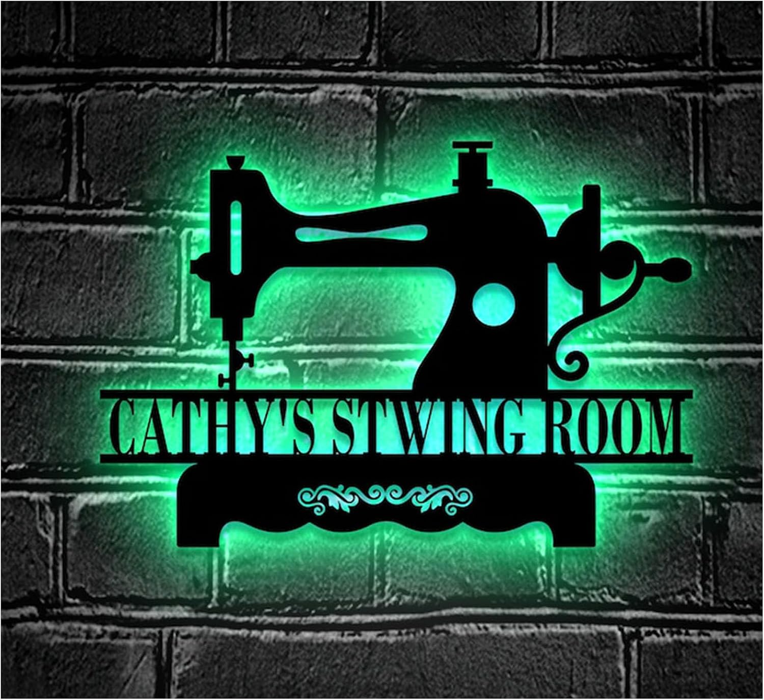 Custom Sewing Machine LED Sign, Personalized Sewing Wall Art