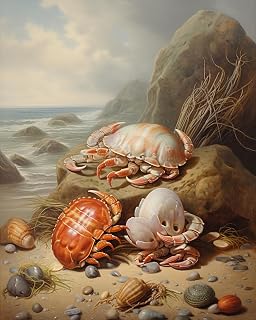 Paint by Number,Coastal Seashell Crabs, Adult Crafts Adults' Paint-by-Number Kits, Room Decor Gift for Birthday Festival (40x50cm,No Frame)