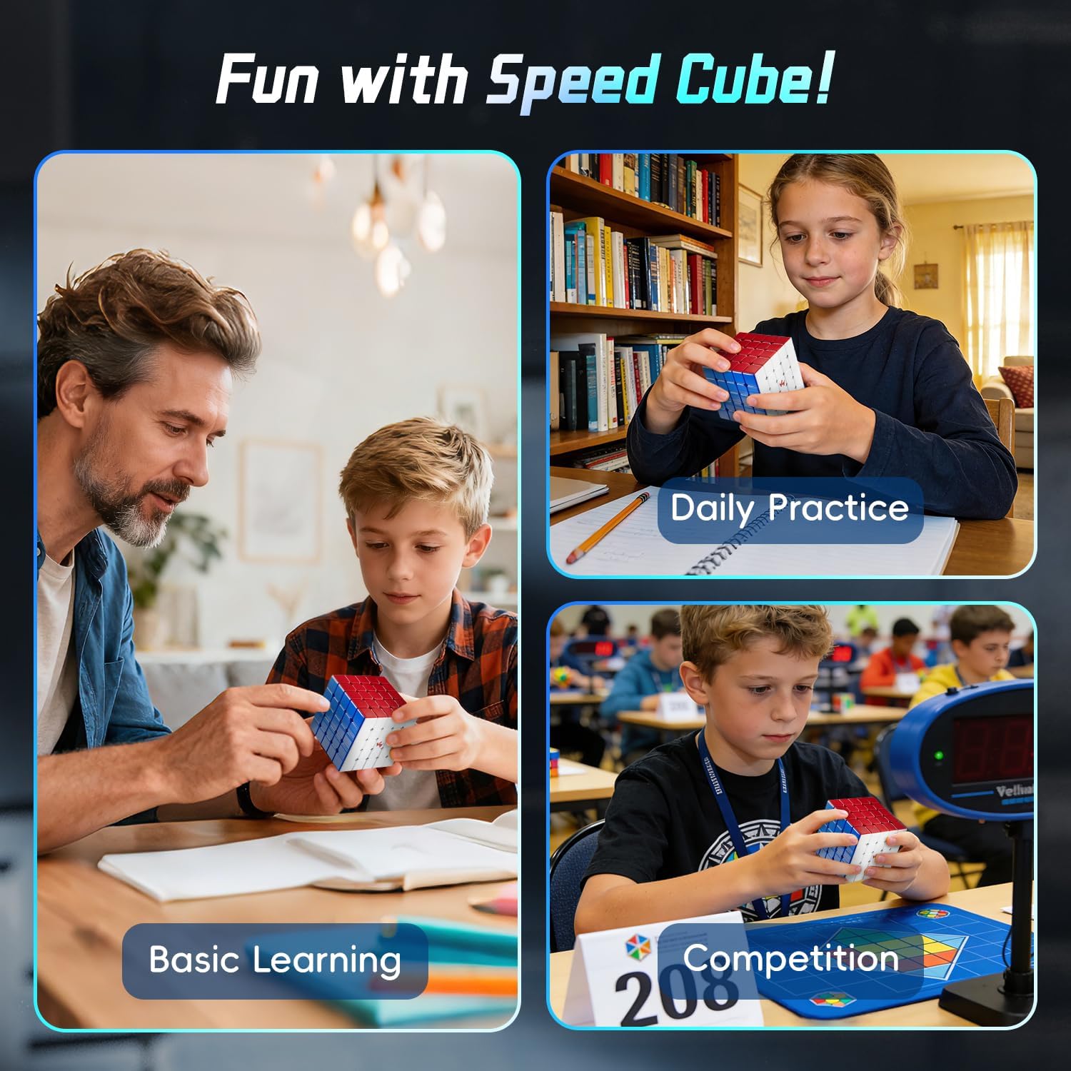 VIN 5x5x5 Speed Cube | Magnetic 5x5 Puzzle Cube with Smooth Stickerless UV Coated Design | Professional Competition Cube for Speedcubing & Brain Training