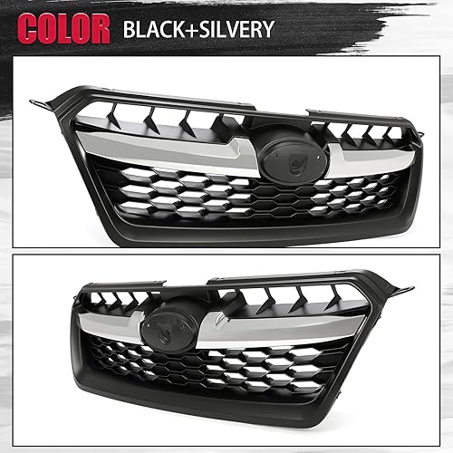 Miniatura 3 de HECASA Parrilla delantera compatible con Subaru Impreza 20112 2013 2014 91122FJ000 SU1200158 Conjunto de parrilla de parachoques negro+plateado