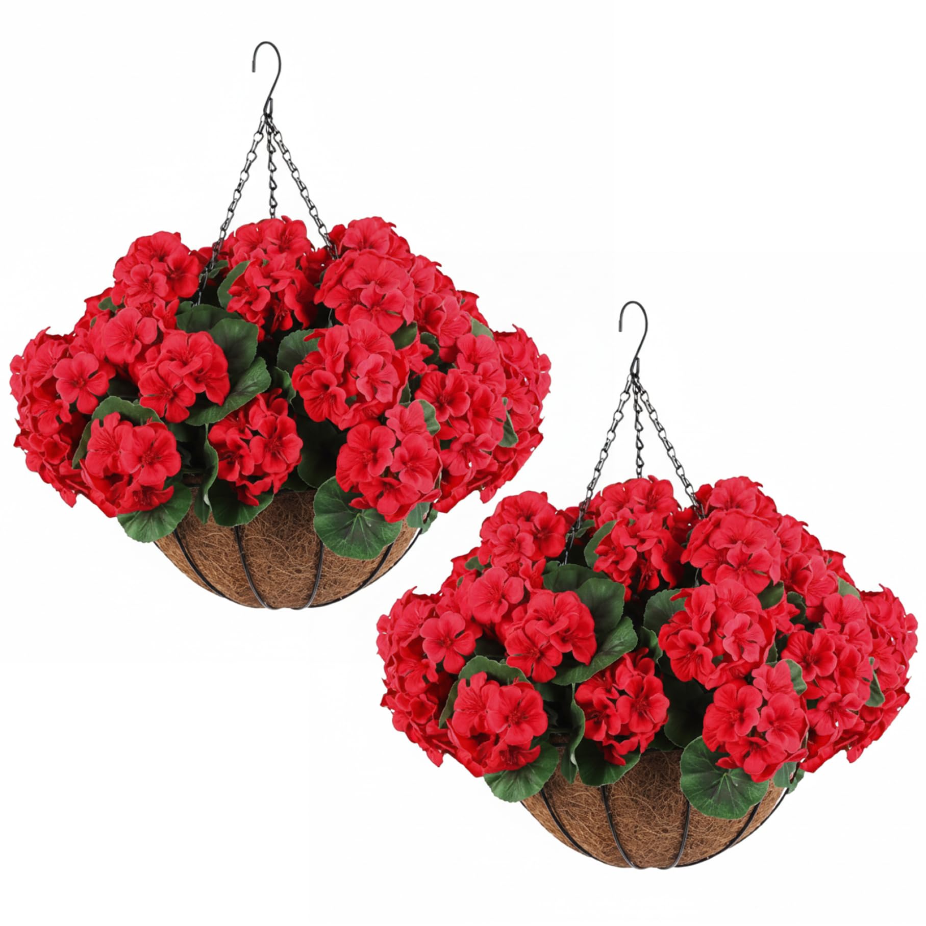 Géraniums artificiels avec protection UV lot de 2 fleurs de soie réalistes pour l'extérieur