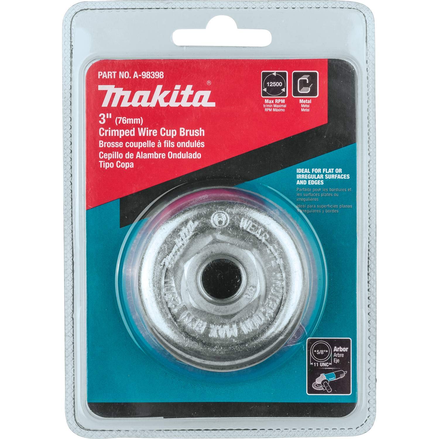 Makita A-98398 7,5 cm Zaciskany druciany pędzel do kubka, 5/8"-11
