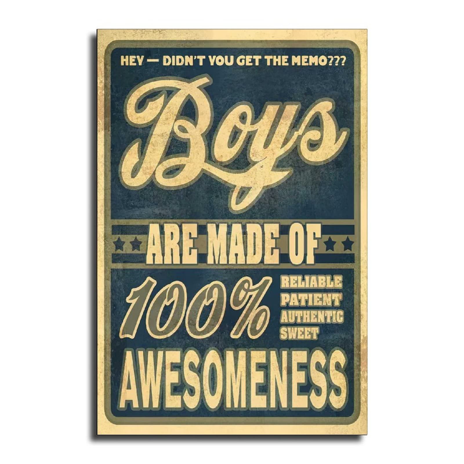 Boys are 100% Awesomeness Canvas Art Poster and Wall Art Picture Print Modern Family Bedroom Decor Posters 12x18inch(30x45cm)