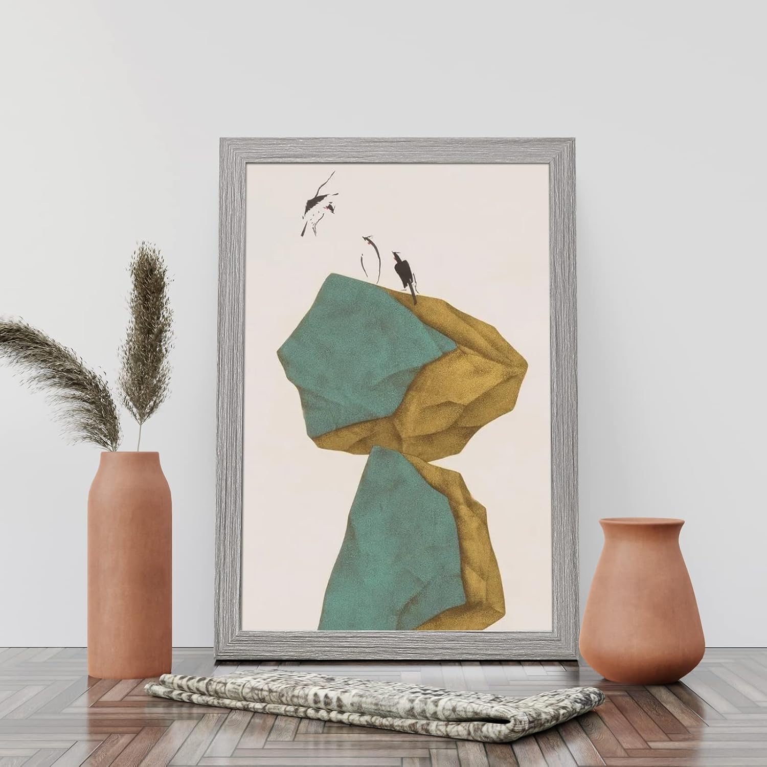 DABLUE 24x36 Picture Frames Rustic Grey Wooden Pattern 24 by 36 Photo Frame for Mural and Picture, 2 Packs of 24 x 36 Inch Poster Frame