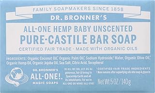 All One Hemp Mild Baby Unscented Pure Castile Bar Soap Made with Organic Oils (Pack of 4 bars)