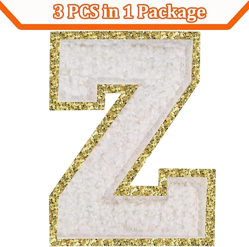 Miniatura 79 de Parches de letras termo-adhesivas de felpilla para chaquetas, parches de letras universitarias con brillantina para planchar en la letra azul A