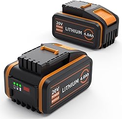 2 Pack 20V 4.0Ah Batteries for Worx 20 Volt Lithium-Ion B…