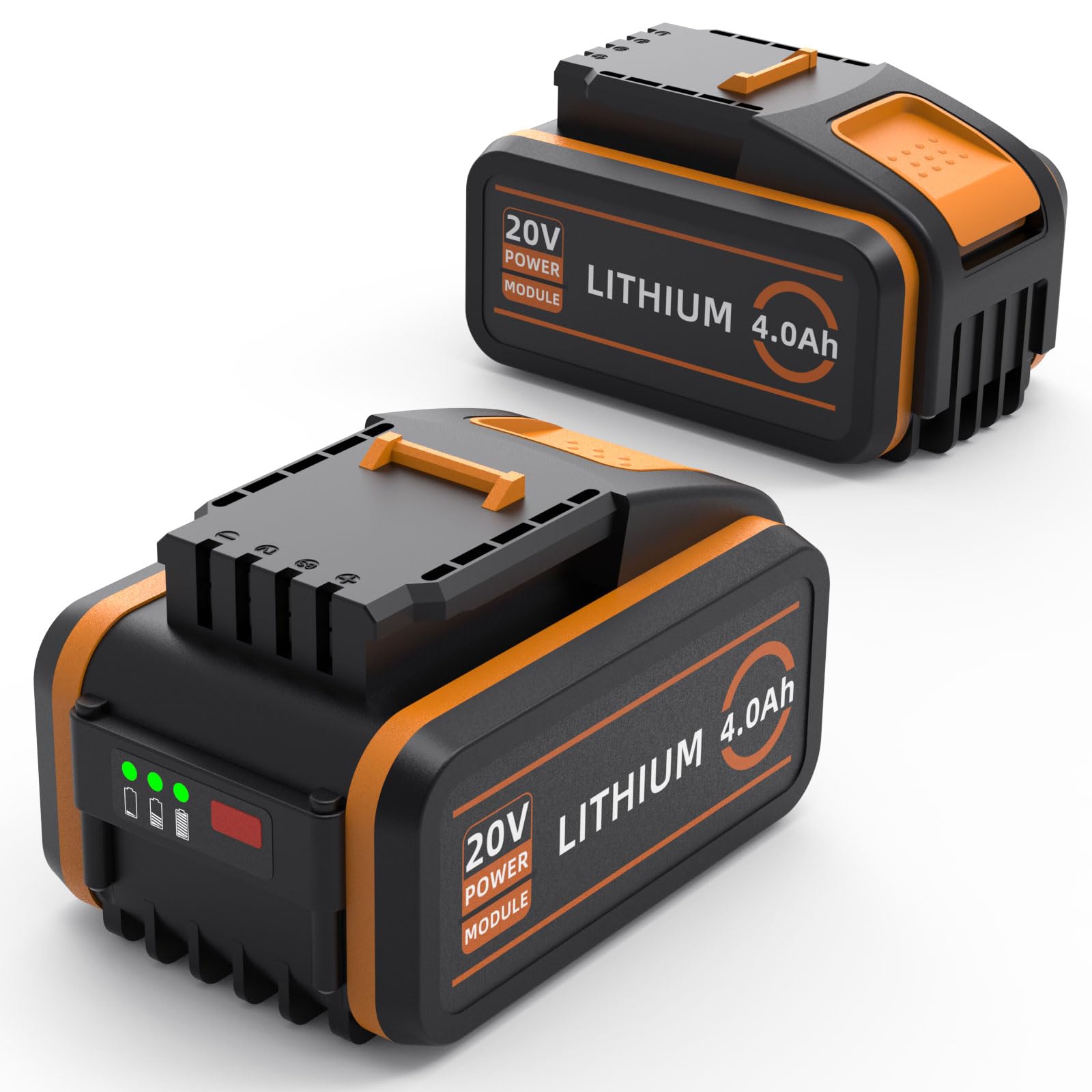 2er Pack 20V 4,0Ah Akkus für Worx 20 Volt Lithium-Ion-Batterien kompatibel mit PowerShare Serie Kabellosen Elektrowerkzeuge-Modelle WA3520 WA3525 WA3575 WA3578