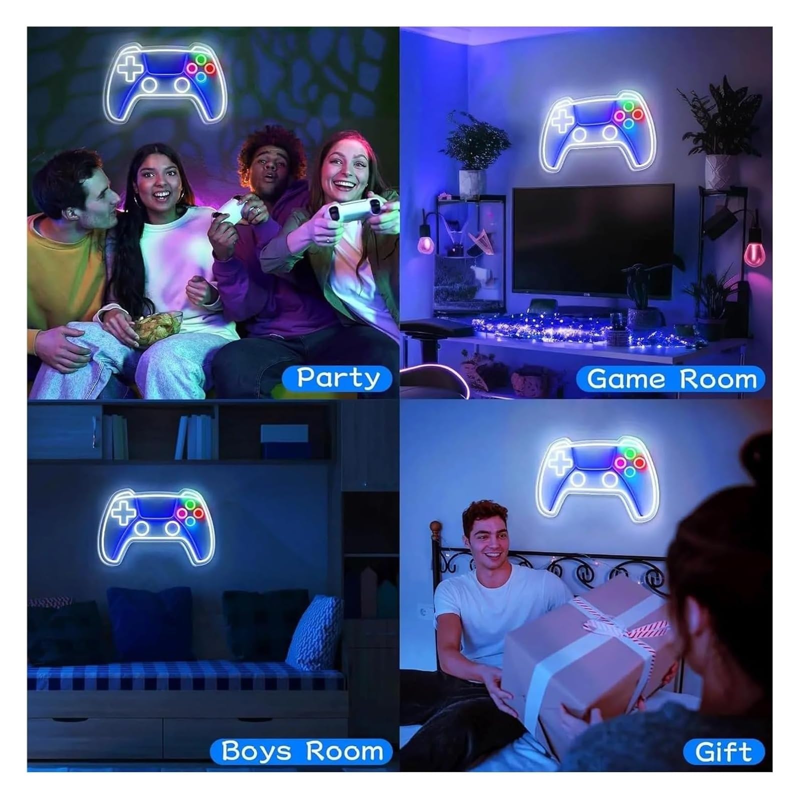 Luces de neón Lámpara de letrero neón LED para decoración pared para habitación niño dormitorio gamer para fiesta 40 x 24 cm
