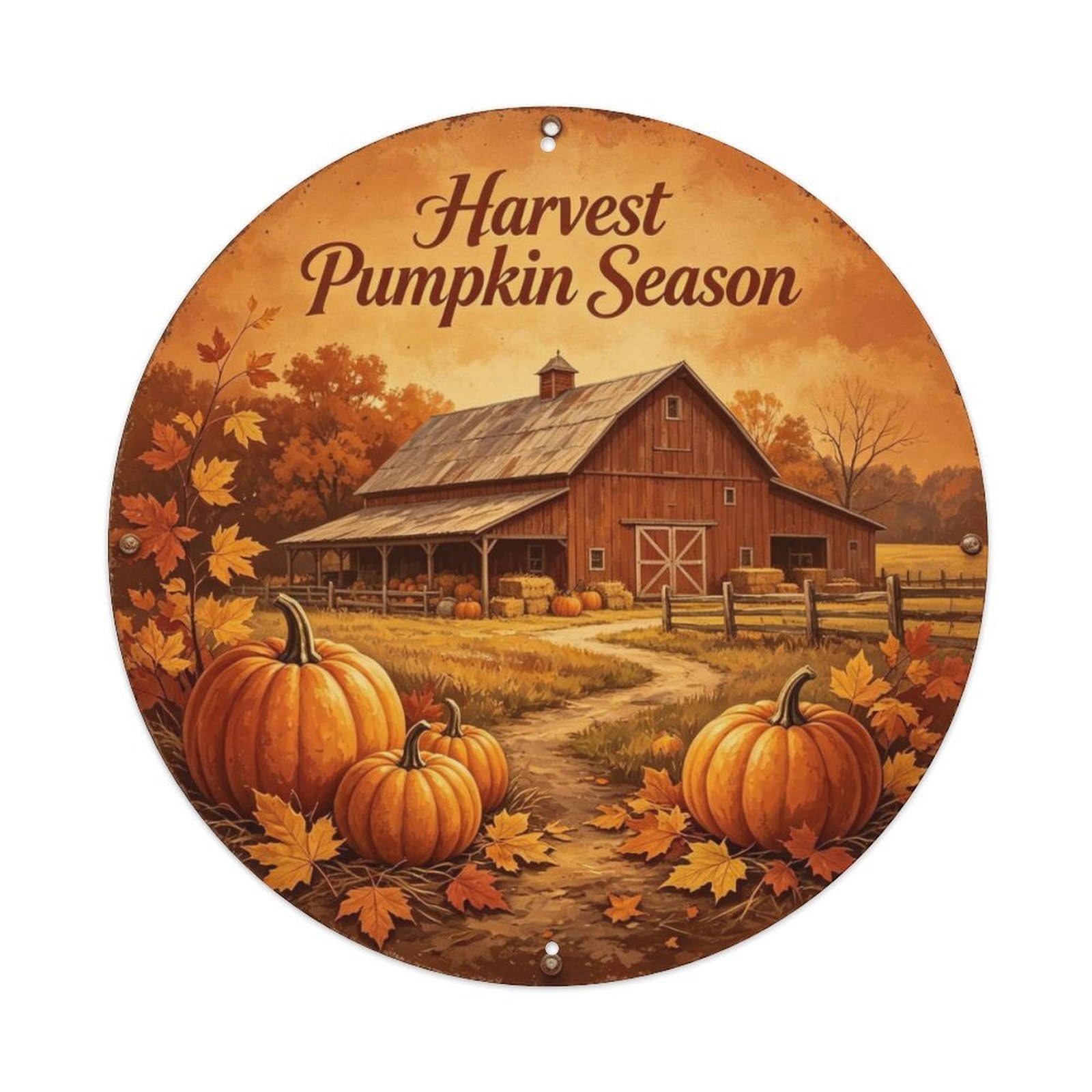 Harvest Pumpkin Season Metal Tin Sign Plaque