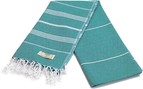 Miniatura 7 de SMYRNA TURKISH COTTON Classical Series - Toalla de playa turca original, prelavada, 37 x 71 pulgadas, toalla de baño peshtemal y turca para spa,