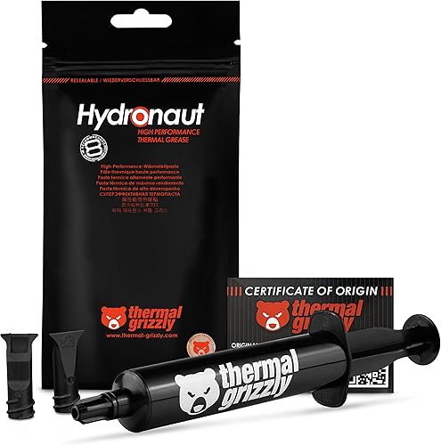 Thermal Grizzly Hydronaut - Pasta térmica conductora de alto rendimiento, 0.92 oz/0.3 fl oz, ideal para refrigeración por aire y agua, CPU, GPU,