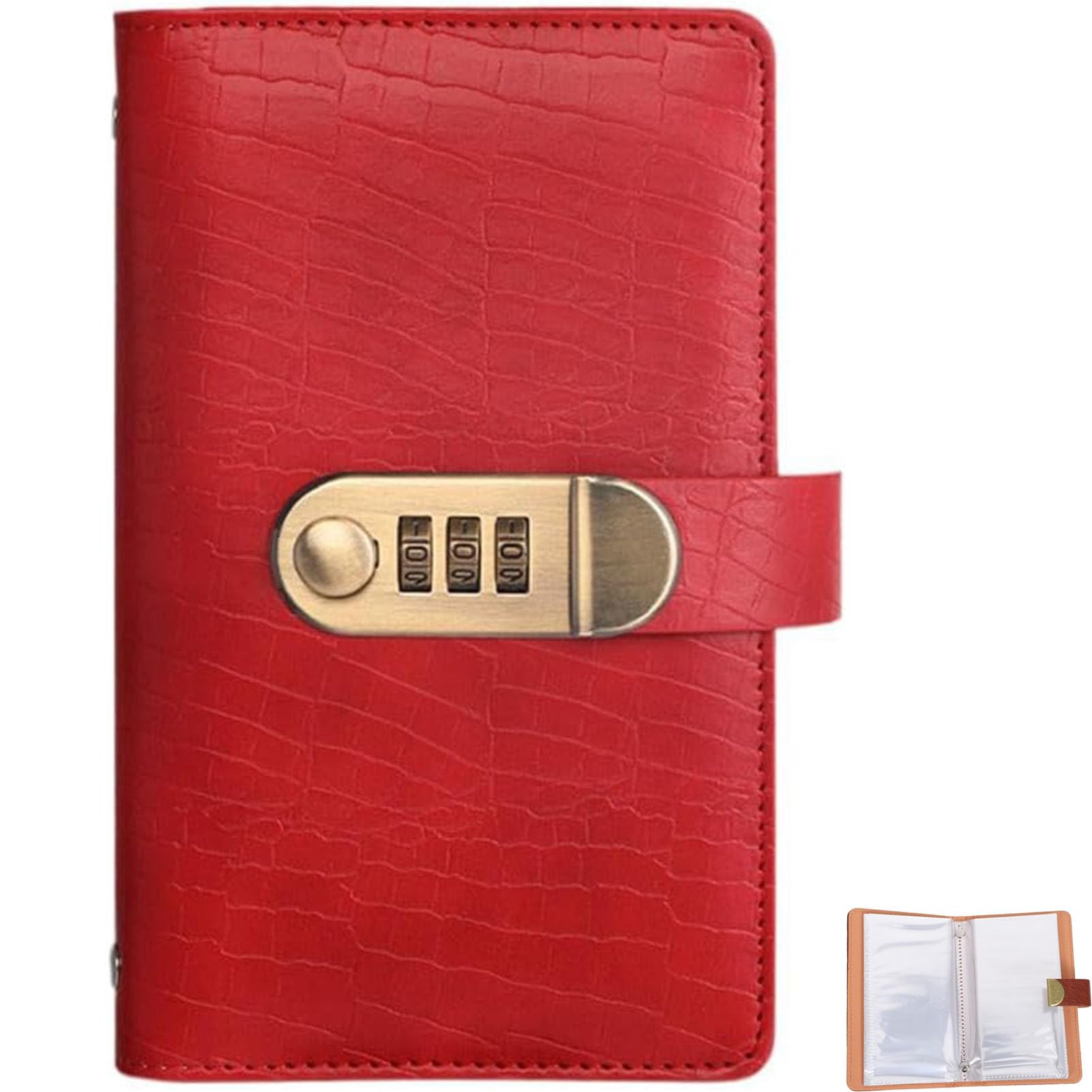 Money Saving Book with Password Lock, 100 Envelope Savings Challenge Book with Lock, Secure Cash-Stuffing Budget Planner with Envelopes for Home & Travel (Red)