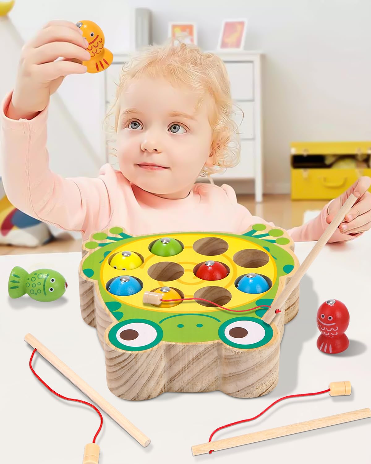 Juguetes Montessori 2 Años,Juegos magnéticos de Pesca de Madera, Juego de Pescar para Niños, Regalos educativos para niños de 3 4 5 años